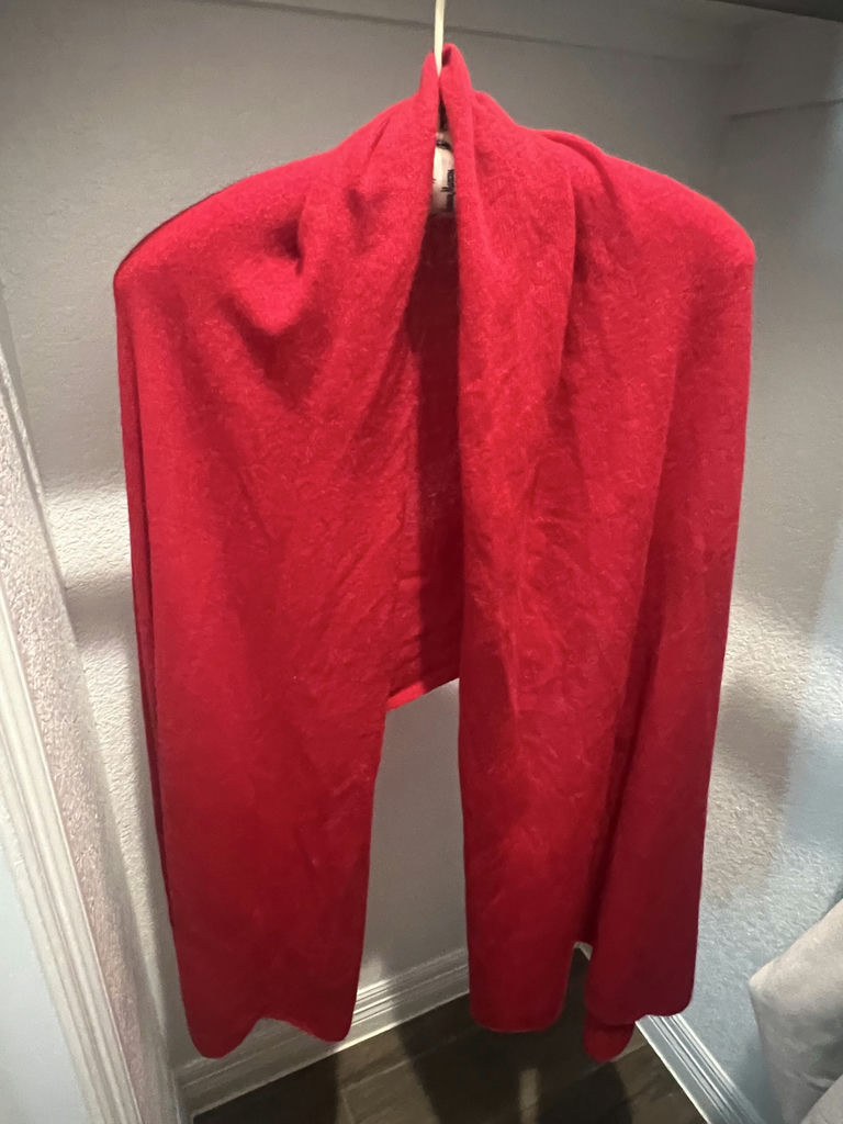 Gray Faux Fur Wrap and White + Warren Red Cashmere Scarf - image 4 of 11