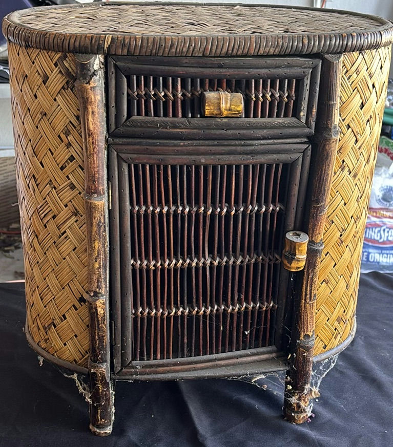 Woven Rattan and Bamboo Cabinet - image 1 of 4