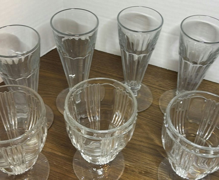 Set of Clear Vintage Glass Goblets and Tall Drinking Glasses - image 3 of 6