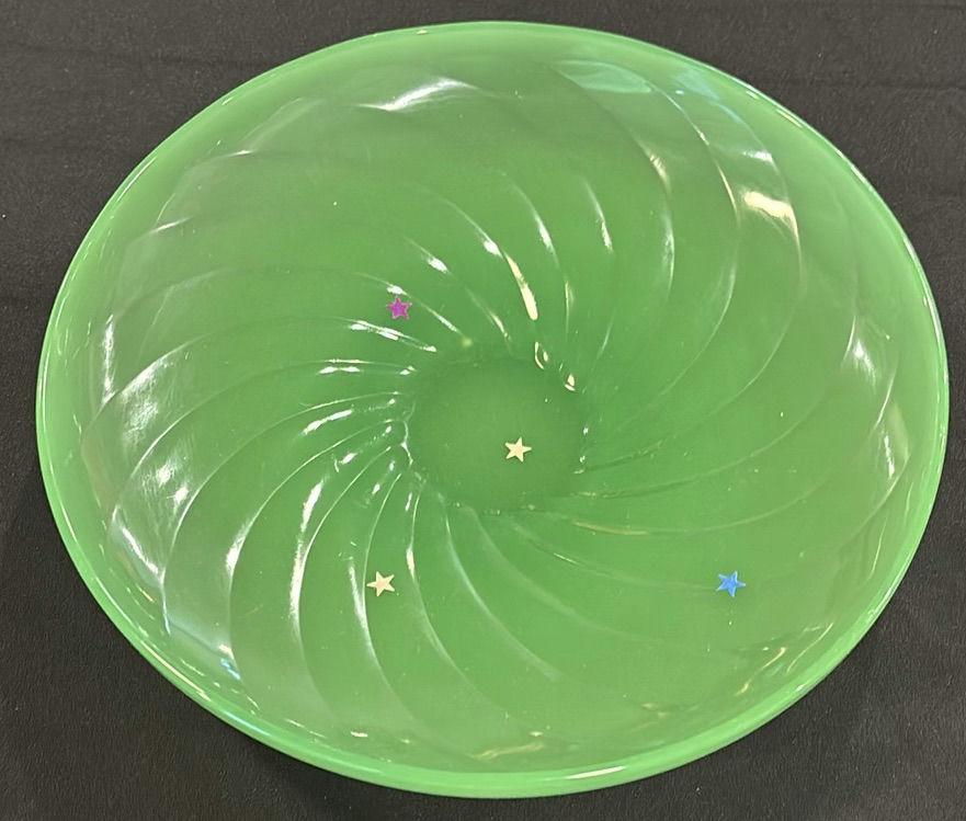 Green Glass Bowl and Pair of Candlesticks - image 2 of 4