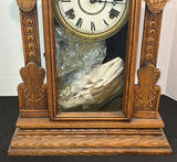 Antique Pressed Wooden Mantel Clock - thumbnail 3 of 10