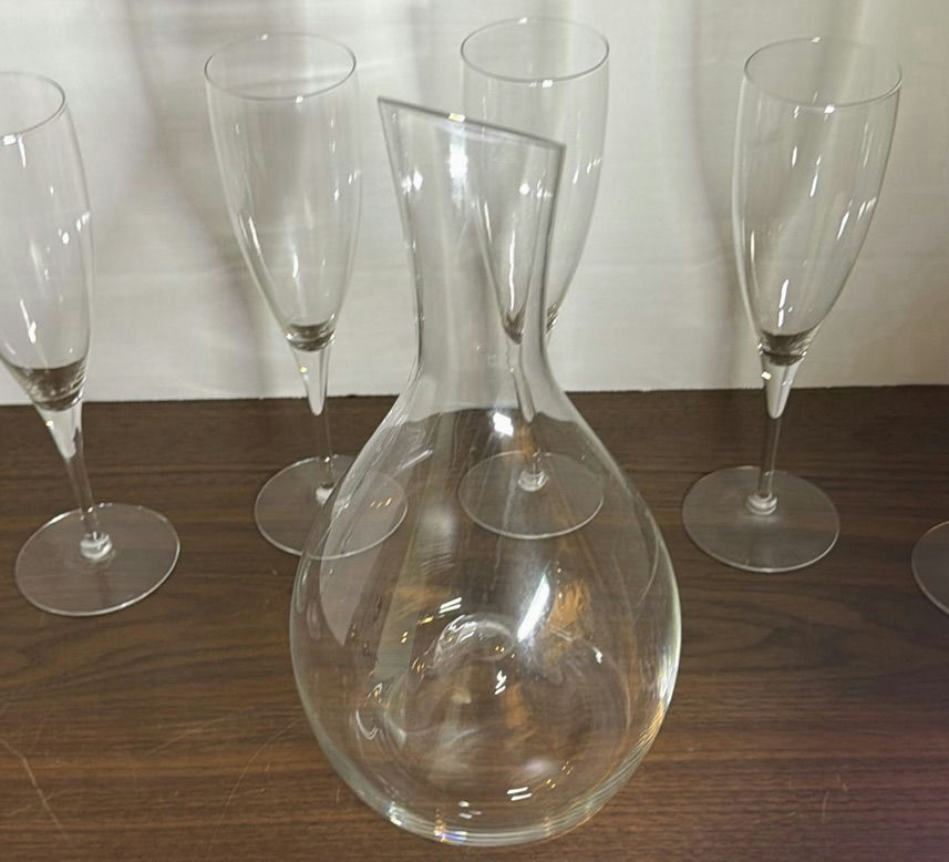 Glass Decanter and Champagne Flutes Set - image 2 of 5