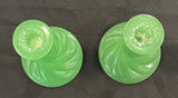 Green Glass Bowl and Pair of Candlesticks - thumbnail 4 of 4