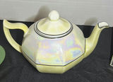 Green Glass Candlesticks, Iridescent Teapot, and Picture Frames - thumbnail 3 of 6