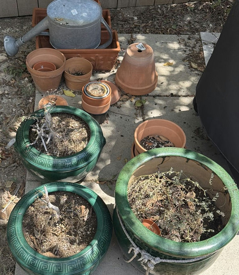 Assorted Ceramic Planters and Metal Watering Can - image 1 of 5