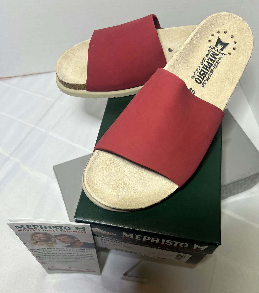 Mephisto Hanny Red Slide Sandals Size 40 - image 1 of 5