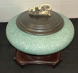 Set of Three Ceramic Lidded Containers with Wooden Bases - thumbnail 3 of 7