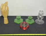 Wooden Hand Display, Candlesticks, and Glass Holder Assortment - thumbnail 2 of 6
