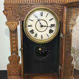 Antique Pressed Wooden Mantel Clock - thumbnail 4 of 10