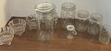 Vintage Glass Storage Jars and Vintage Food Grade Footed Glass Bowls - thumbnail 1 of 5