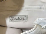 Carlos Falchi White and Gold Handbag with Red Heart Keychain - thumbnail 5 of 6
