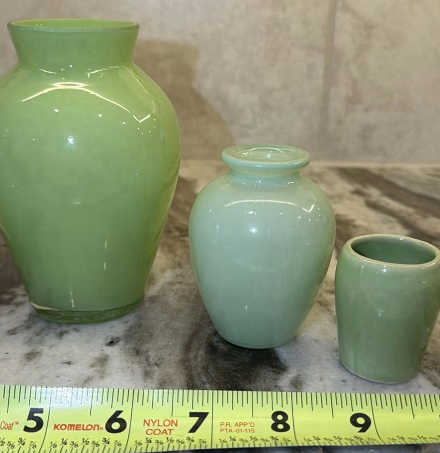 Set of Four Green Glass Mini Vases - image 4 of 8