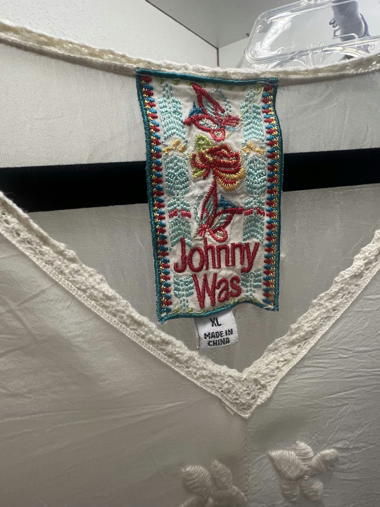 Johnny Was White Embroidered Blouse, Purple Camisole, and Eileen Fisher Black Beaded Top - image 2 of 11
