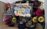 Sewing and Craft Supplies with Buttons, Wicker Basket, and Tote Bag - thumbnail 6 of 7