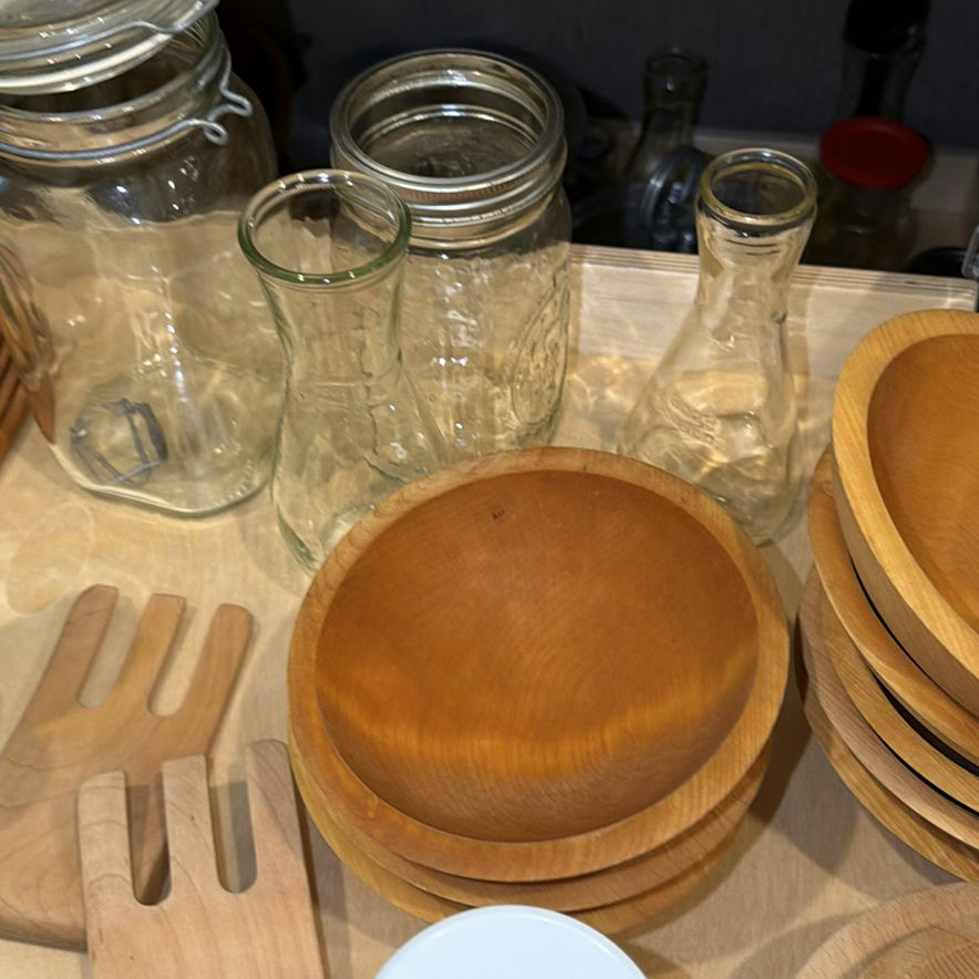 Wooden Bowls, Plates, Utensils, and Glass Storage Jars - image 4 of 6