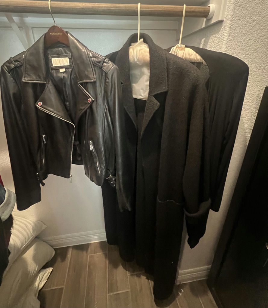 Michael Kors Black Leather Jacket and Black Long Coat - image 1 of 9
