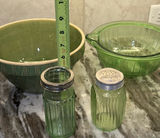 Vintage Green Mixing Bowls, Glass Bowls, and Shakers - thumbnail 6 of 9