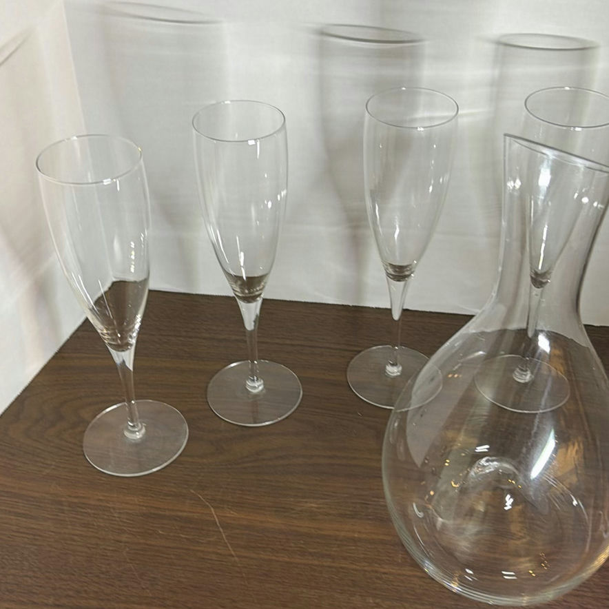 Glass Decanter and Champagne Flutes Set - image 3 of 5