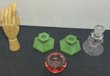 Wooden Hand Display, Candlesticks, and Glass Holder Assortment - thumbnail 1 of 6