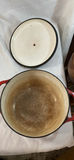 Two Red Enameled Cast Iron Dutch Ovens with Lids - thumbnail 5 of 6