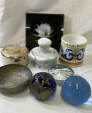 Assorted Round Decorative Ceramic, Glass, and Metal Home Decor Items - thumbnail 1 of 11