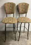 Two Metal Cushioned Bar Stools - thumbnail 1 of 4