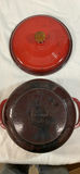 Two Red Enameled Cast Iron Dutch Ovens with Lids - thumbnail 6 of 6