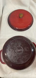 Two Red Enameled Cast Iron Dutch Ovens with Lids - thumbnail 4 of 6