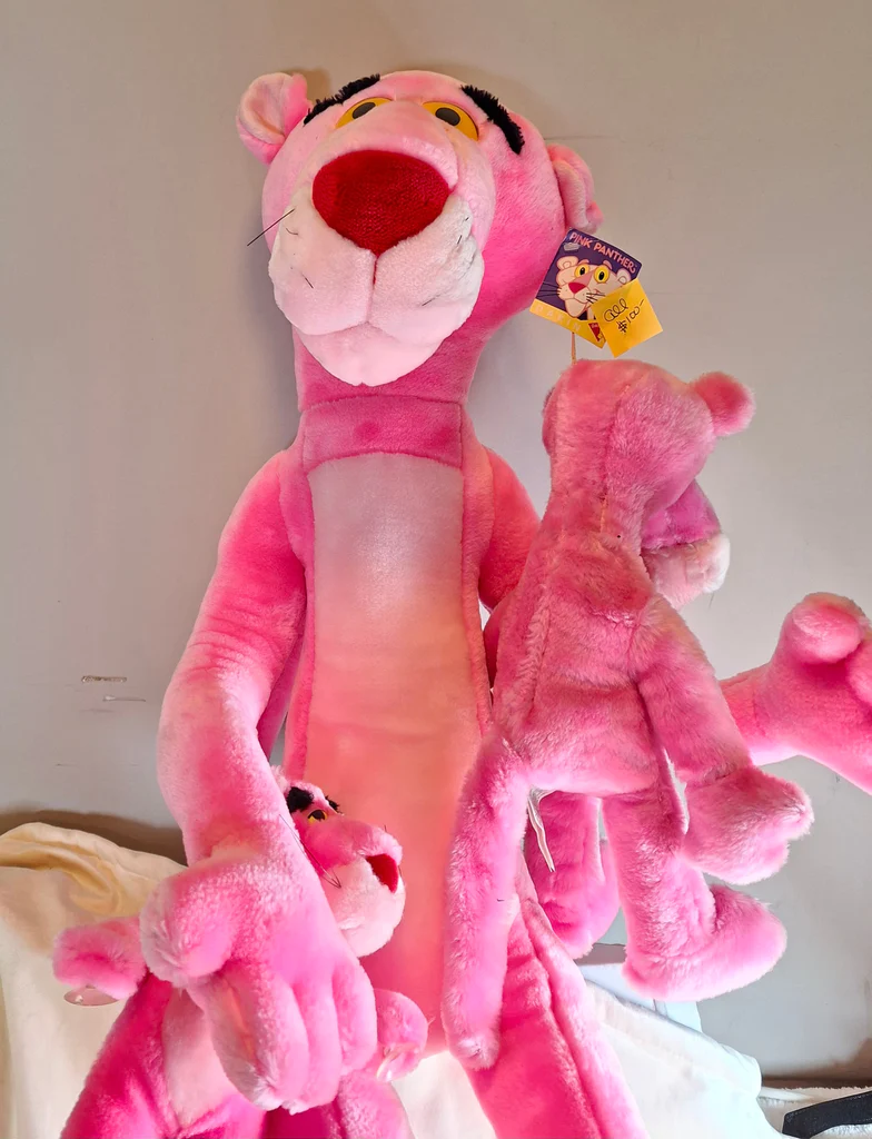 Vintage Dakin 1996 Pink Panther Plush Toys, 44" And 2 Smaller 1980s Plush Pink Panthers - image 2 of 8