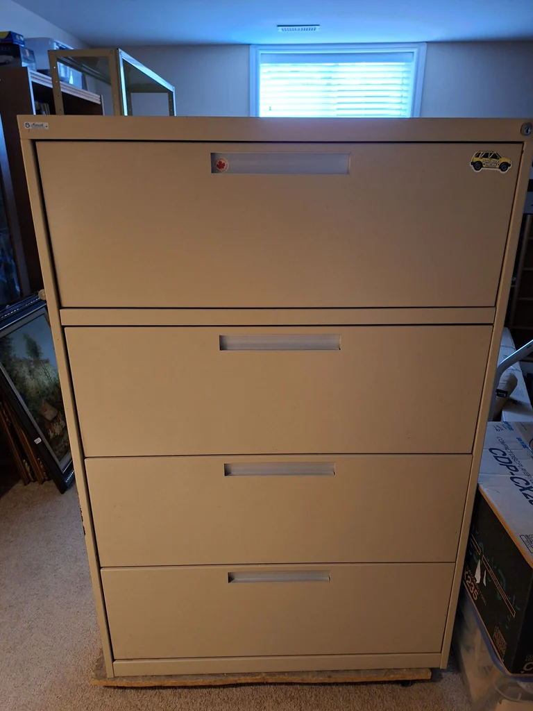 Massive Steel Filing Cabinet, 4 Large Drawers, 36" Wide - image 1 of 4