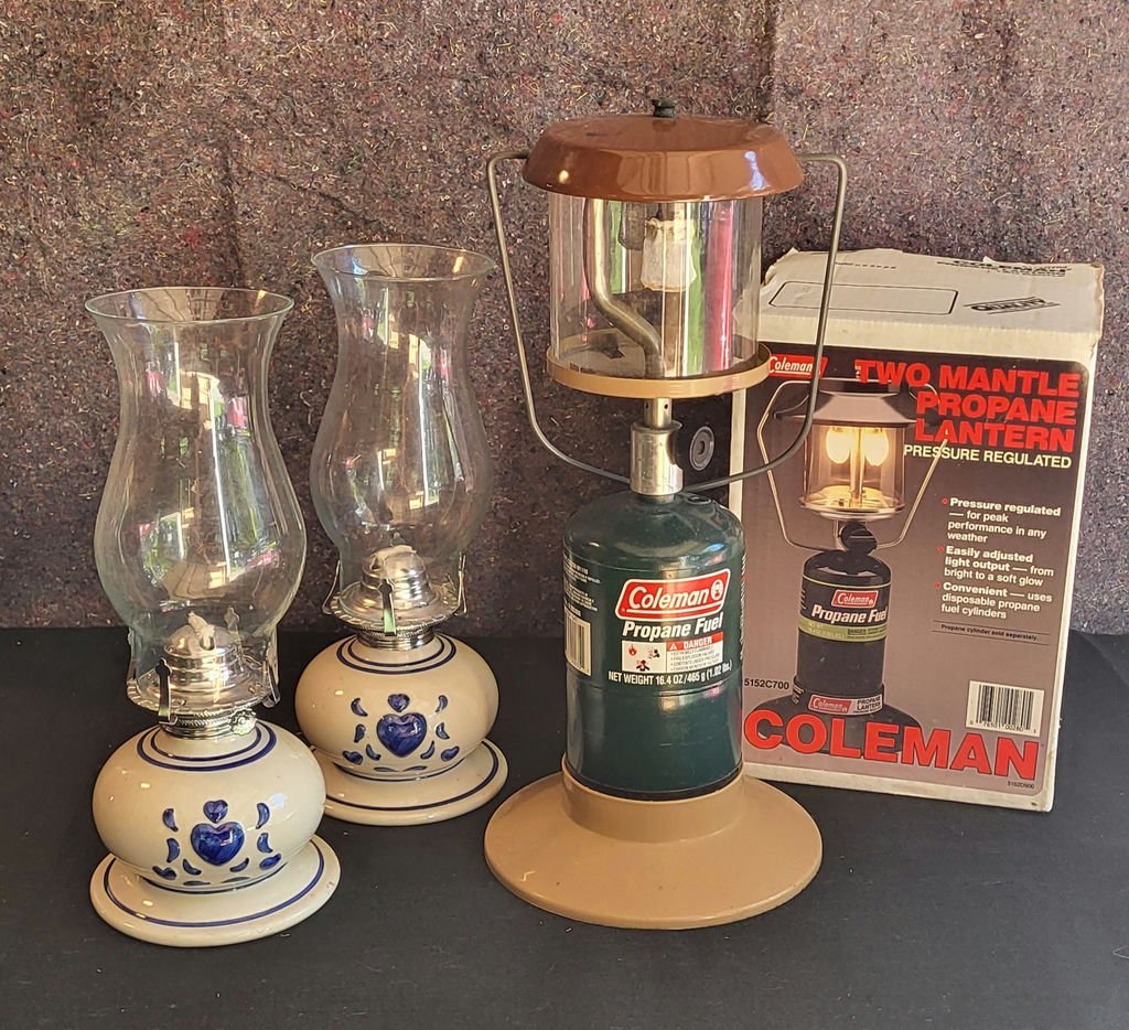Lot of 3 Lanterns • 2 Ceramic / 1 Coleman - image 1 of 4