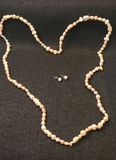 Fresh Water Pearl Necklace w/ Matching Earrings .925 (Peach Color) - thumbnail 2 of 2