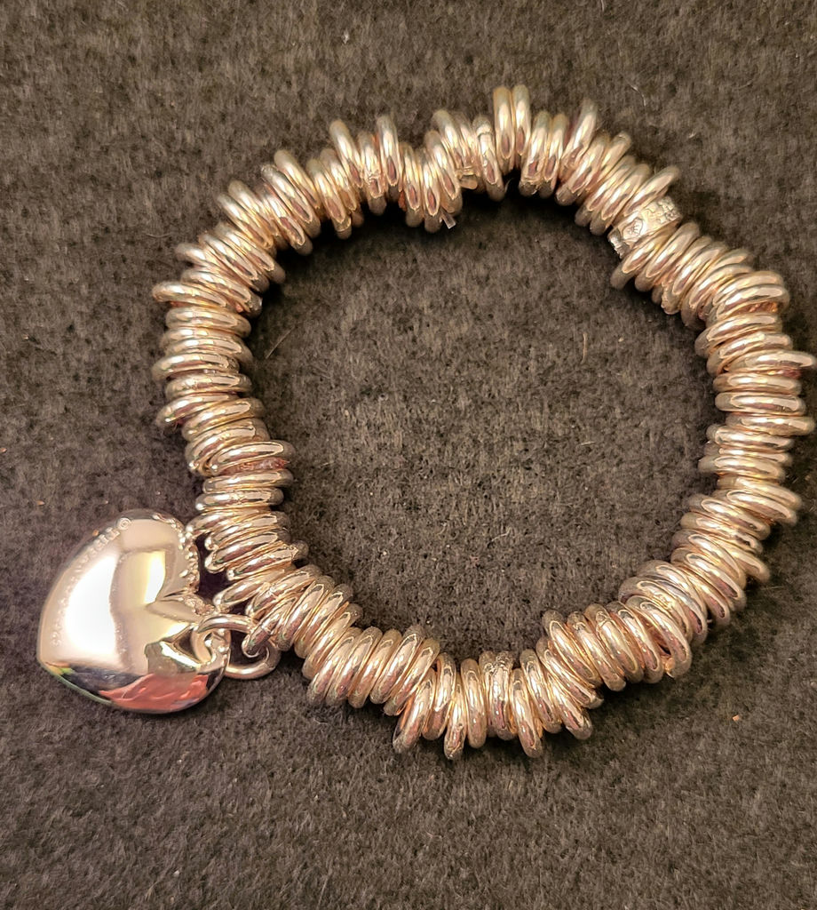 Tiffany .925 Silver Link Bracelet w/ Heart Charm - image 2 of 4
