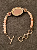 Pink Agate Bracelet w/ Red Stones .925 Sterling - thumbnail 2 of 3