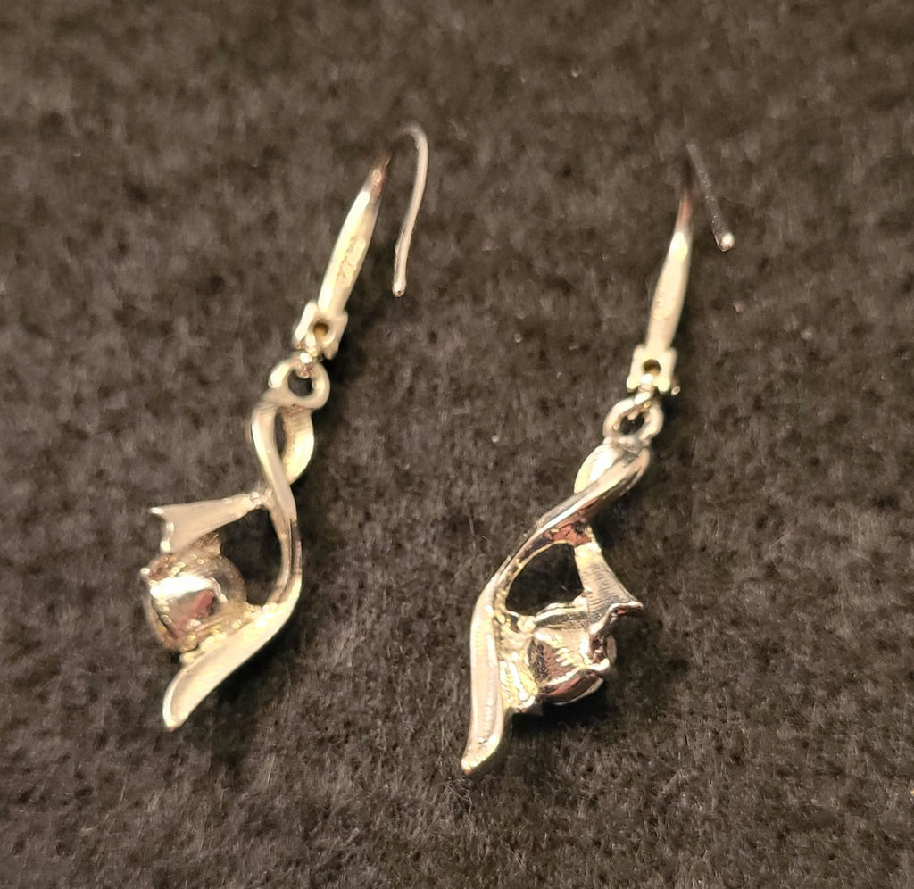 Pair of Sterling .925 Earrings w/ Stones - image 2 of 4
