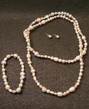 Fresh Water Pearl Necklace w/ Matching Bracelet & Earrings (Grey) - thumbnail 1 of 2