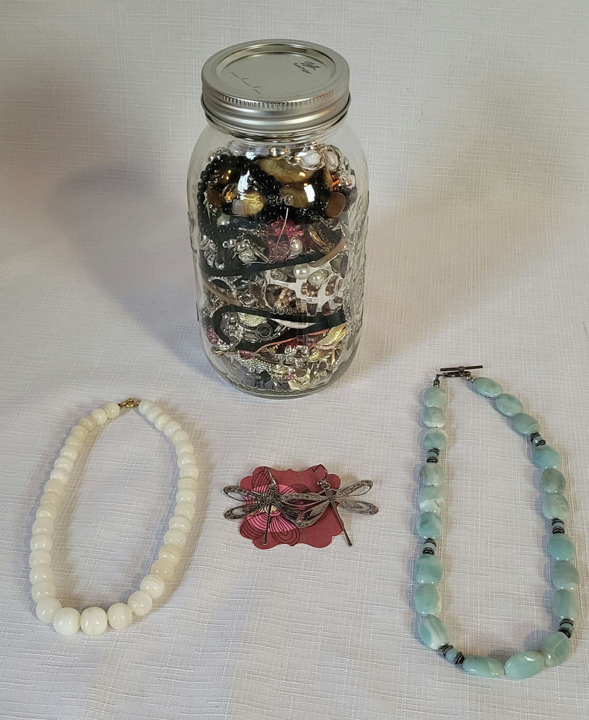 Mystery Jewlery Jar Small w/Necklaces & Dragonfly Earrings (#1) - image 1 of 4