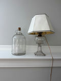 Pressed glass bottle pressed glass table lamp with shade - thumbnail 1 of 2