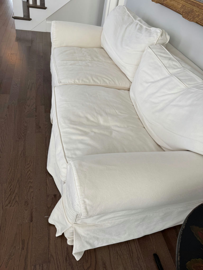White slipcovered sofa - image 2 of 3