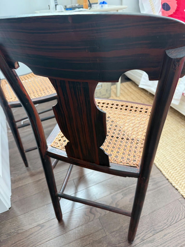 Pair of vintage caned-seat wooden chairs - image 4 of 4