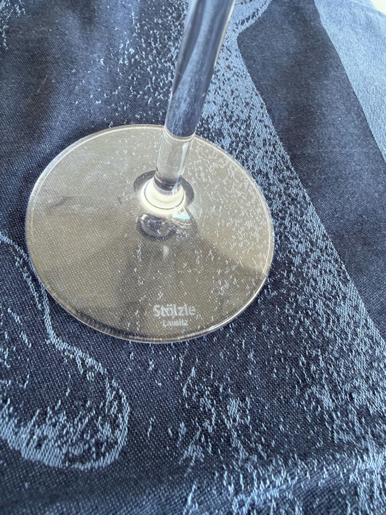 Glass stemware set: goblet, champagne flutes, and etched glass - image 4 of 6