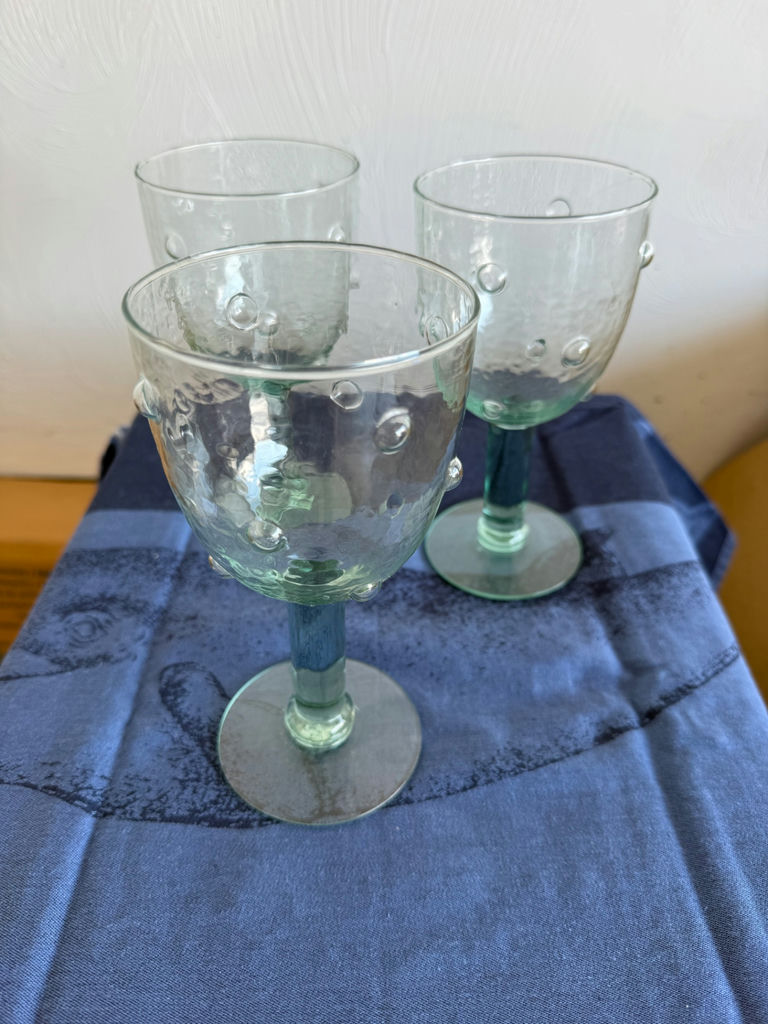 6 Green glass goblets  - image 1 of 2