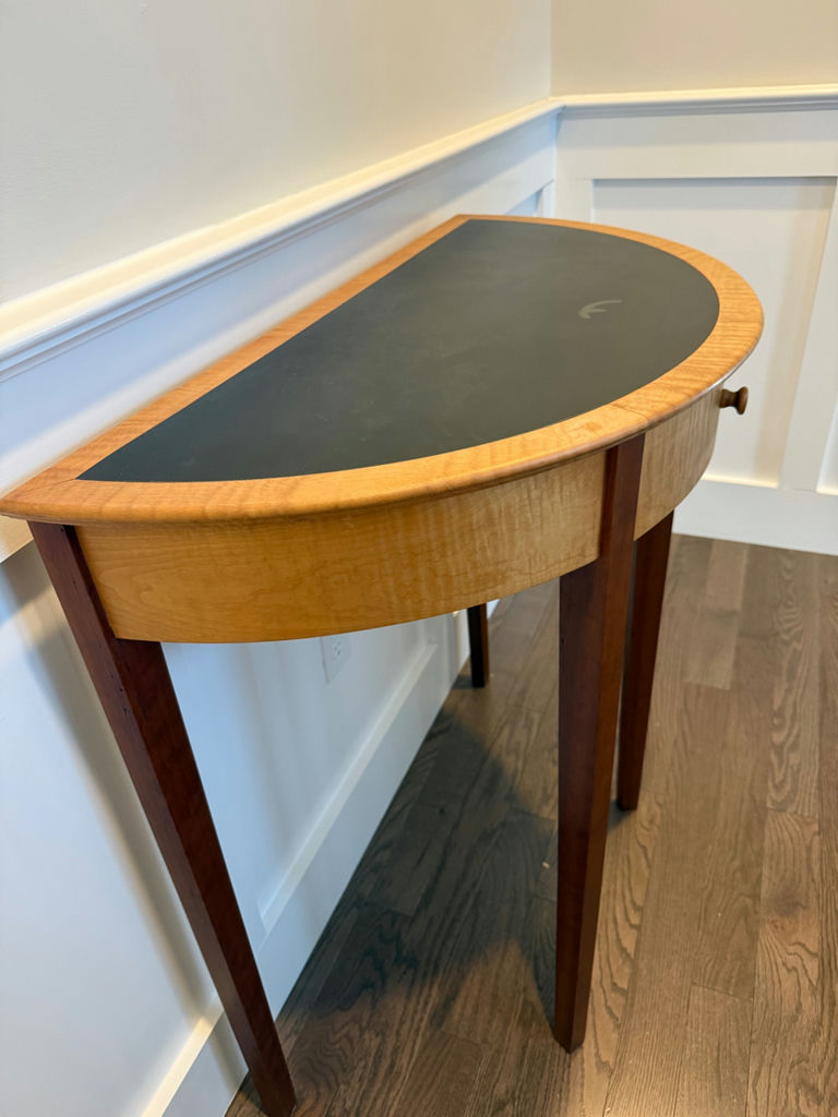 Demi-lune console table with black chalk board top  - image 2 of 3