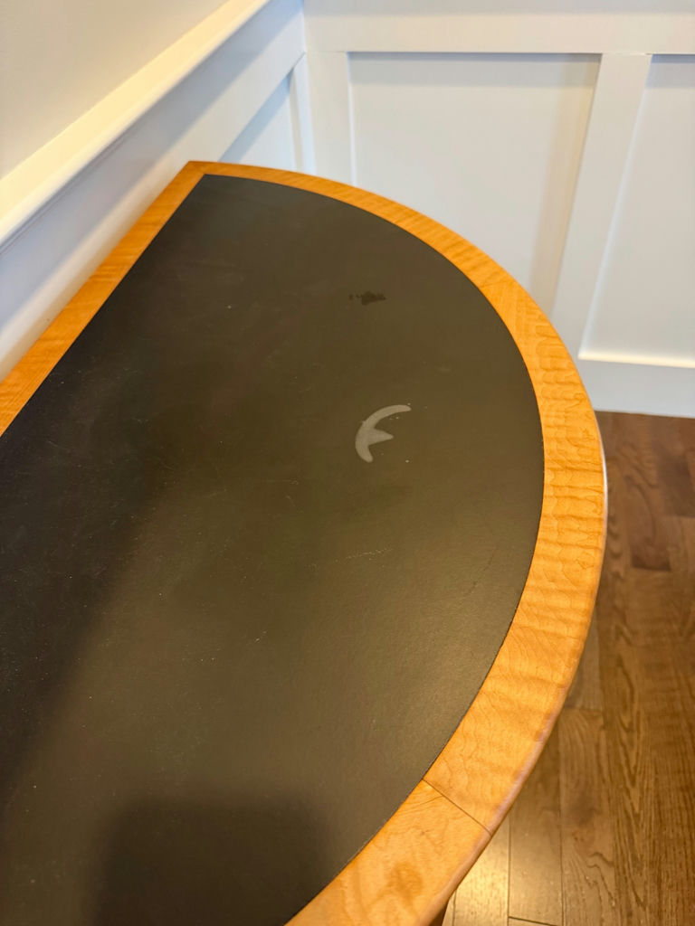 Demi-lune console table with black chalk board top - image 3 of 3