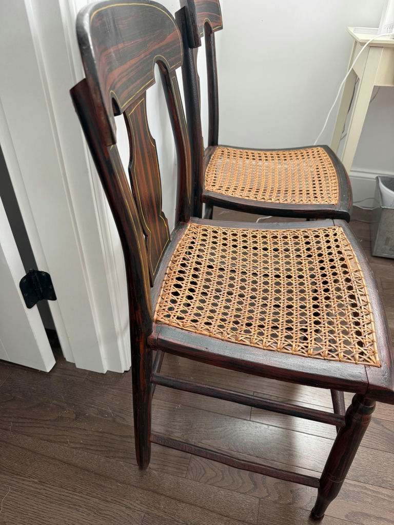 Pair of vintage caned-seat wooden chairs - image 3 of 4