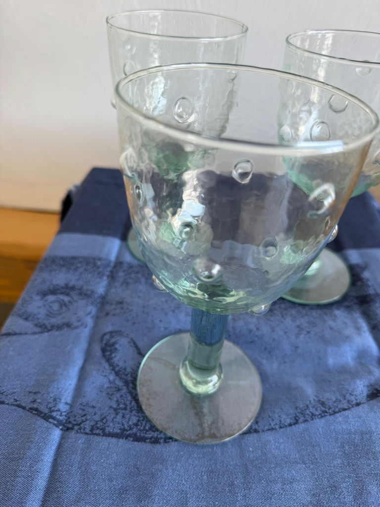 6 Green glass goblets  - image 2 of 2