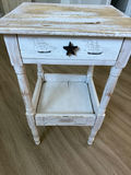 Distressed white nautical end table with drawer and lower shelf - thumbnail 2 of 5