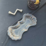 Assorted vintage decorative items: painted wooden wagon, abacus, bottle, dish, and crank - thumbnail 2 of 7