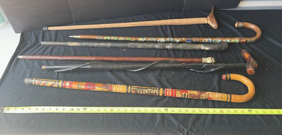 Assorted decorative walking canes and staffs - Image 1 of 7