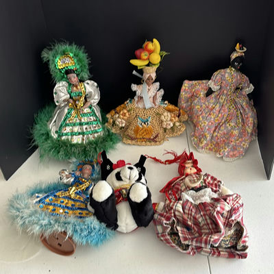 Collection of Decorative Cloth Dolls and Plush Panda - Image 1 of 8